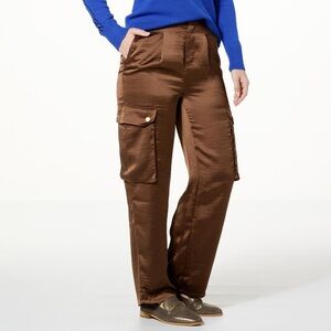 DG2 Wide Leg Cargo Trouser in Satin Brown Women’s Size 2